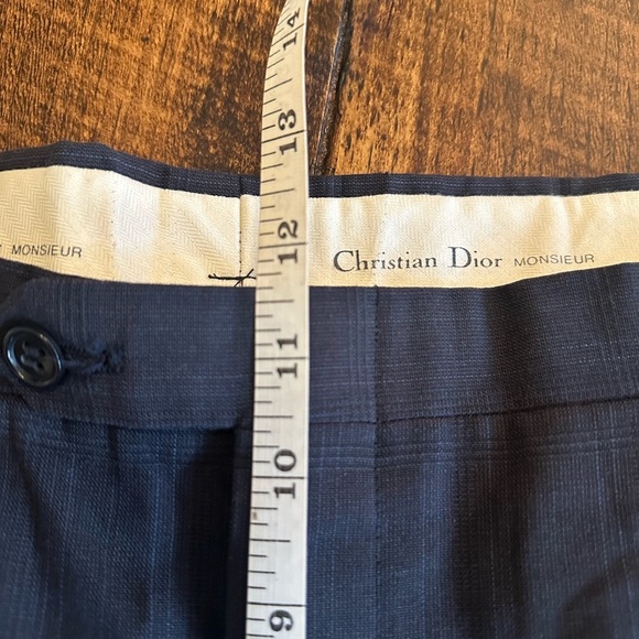 Christian Dior | Vintage Tonal Plaid Navy Blue Wool 2-pc Suit, Jacket Size 46R - Picture 15 of 15